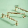 Gold hammered cabinet bar handle with feet/Shiny Gold drawer pull/textured metal door handle/brass furniture hardware/kitchen hardware