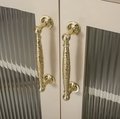 Gold hammered cabinet bar handle with feet/Shiny Gold drawer pull/textured metal door handle/brass furniture hardware/kitchen hardware