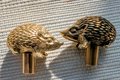 Gold or Bronze hedgehog cabinet handle/Hedgehog door handle/Hedgehog drawer knob/Woodland themed handle/Brass furniture hardware