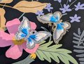 Enameled butterfly drawer handle/Pearly blue and white butterfly cabinet pull/Nursery decor/Nursery door knob/Childrens door handle