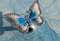 Enameled butterfly drawer handle/Pearly blue and white butterfly cabinet pull/Nursery decor/Nursery door knob/Childrens door handle