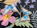 Enameled butterfly drawer handle/Pearly blue and white butterfly cabinet pull/Nursery decor/Nursery door knob/Childrens door handle