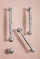 Silver hammered cabinet bar handle with feet/Shiny silver drawer pull/textured metal door handle/brass furniture hardware/kitchen hardware