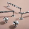 Silver hammered cabinet bar handle with feet/Shiny silver drawer pull/textured metal door handle/brass furniture hardware/kitchen hardware