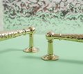 Gold hammered cabinet bar handle with feet/Shiny Gold drawer pull/textured metal door handle/brass furniture hardware/kitchen hardware