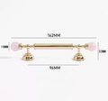 Shiny gold brass pink crystal bar handle/Semi precious stone and brass drawer pull/unique cabinet handle/IKEA hack/wardrobe door handle