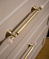 Shiny gold brass pink crystal bar handle/Semi precious stone and brass drawer pull/unique cabinet handle/IKEA hack/wardrobe door handle
