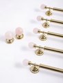 Shiny gold brass pink crystal bar handle/Semi precious stone and brass drawer pull/unique cabinet handle/IKEA hack/wardrobe door handle