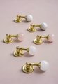 Shiny gold drop handle in rose quartz, white quartz and marble/Gemstone drawer pull/Semi precious stone cabinet pull/Luxury crystal handle