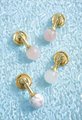 Shiny gold drop handle in rose quartz, white quartz and marble/Gemstone drawer pull/Semi precious stone cabinet pull/Luxury crystal handle