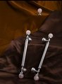 Rose quartz and silver bar handle/Pink crystal and chrome drawer pull/unique cabinet handle/IKEA hack/wardrobe door handle/Crystal hardware