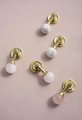 Shiny gold drop handle in rose quartz, white quartz and marble/Gemstone drawer pull/Semi precious stone cabinet pull/Luxury crystal handle