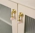 Shiny gold drop handle in rose quartz, white quartz and marble/Gemstone drawer pull/Semi precious stone cabinet pull/Luxury crystal handle