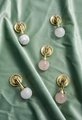 Shiny gold drop handle in rose quartz, white quartz and marble/Gemstone drawer pull/Semi precious stone cabinet pull/Luxury crystal handle