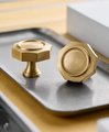 Gold brass hexagonal drawer pull/Geometric cabinet handle/Gold brass furniture hardware/Hexagonal door knob/Furniture renovation handle