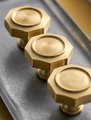 Gold brass hexagonal drawer pull/Geometric cabinet handle/Gold brass furniture hardware/Hexagonal door knob/Furniture renovation handle