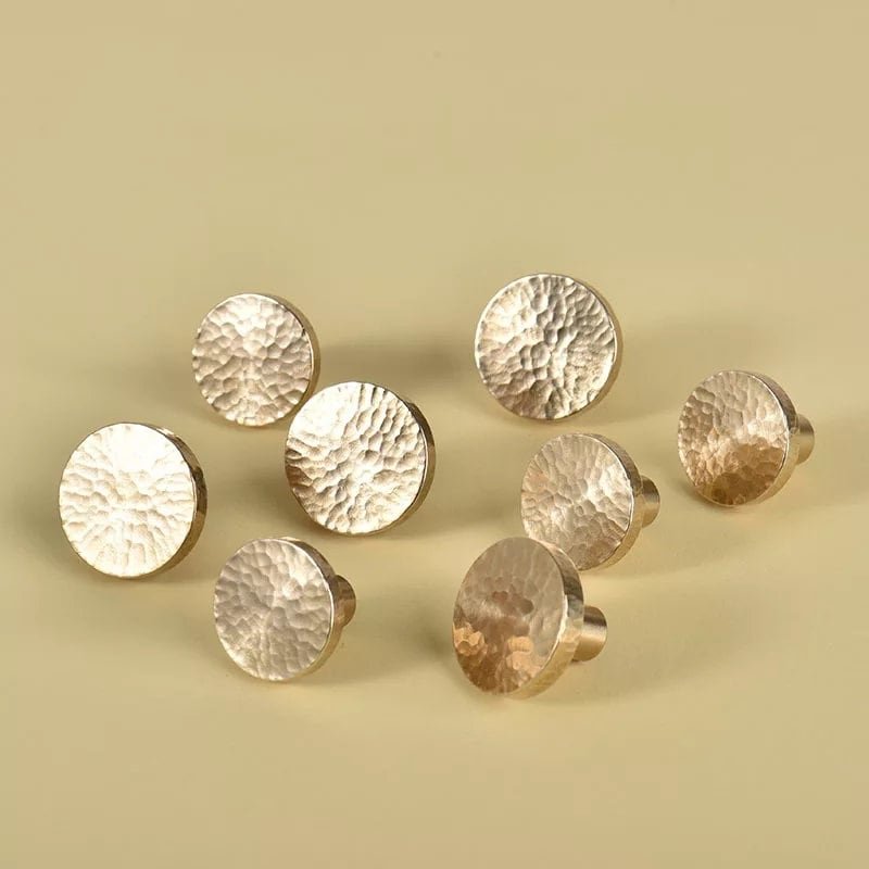 Classic round hammered brass drawer handle/Gold brass cabinet handle/Textured metal furniture hardware/Gold drawer knob/Gold Cabinet pull