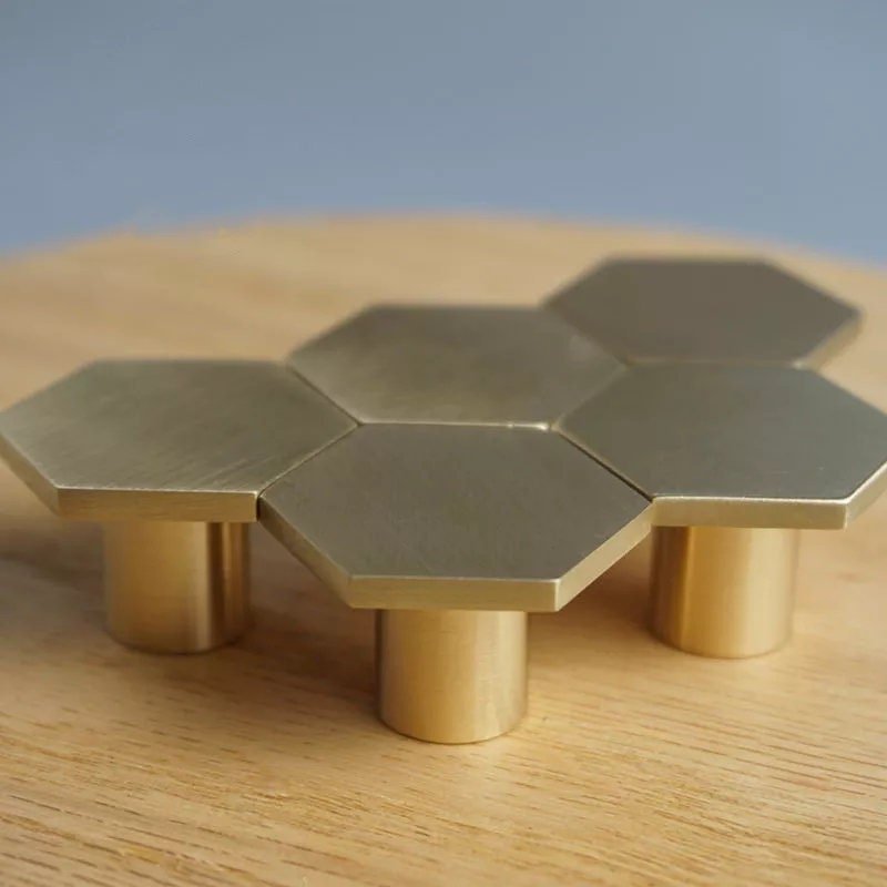 Gold, Black or Bronze Hexagonal drawer handle/Brass geometric cabinet handle/hexagon shaped drawer knob/brass furniture hardware/IKEA hack