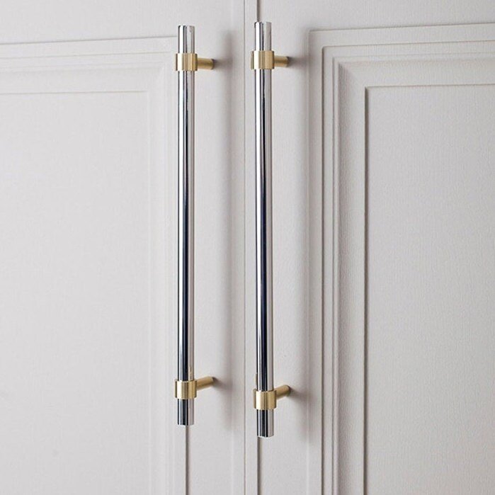 Silver and Gold cabinet bar pull/silver and gold drawer pull/kitchen hardware/metal door handle/furniture hardware/shiny silver cabinet pull