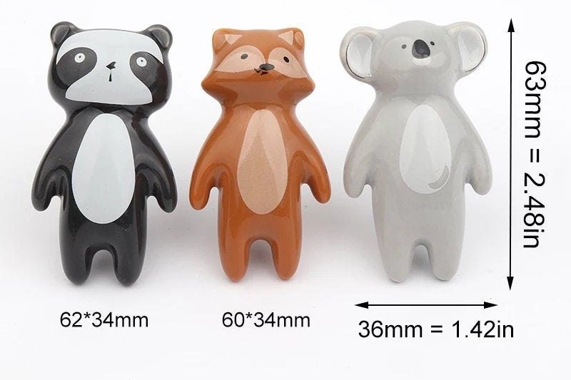 Sweet Fox drawer pull/Fox cabinet handle/kids furniture hardware/Fox door knob/door handles for nursery/childrens room decor/woodland decor