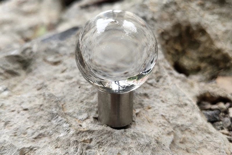 Clear glass ball and silver nickel cabinet pull/Round frosted glass drawer knob/Round glass ball door handle with bubble texture/Glass knob