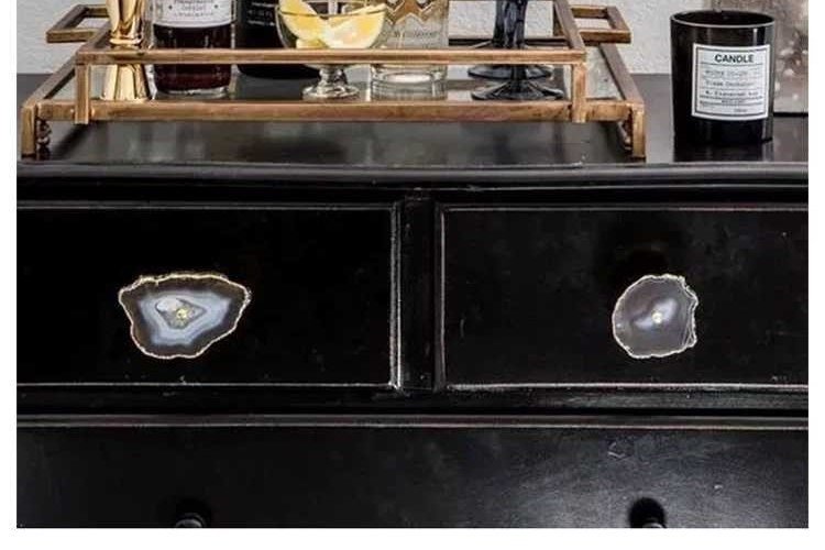 Round large colourful Agate slice cabinet handle/Bright coloured stone door handle with gold edges/Rainbow shade agate slice drawer handle