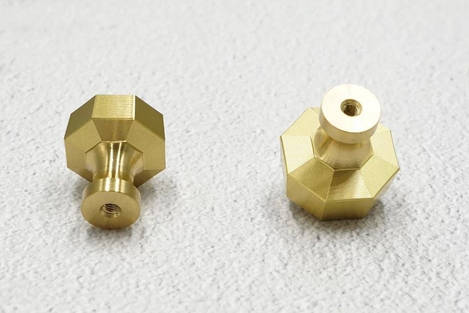 Heavy gold brass octagonal pyramid drawer pull/geometric cabinet handle/gold furniture hardware/classic door handle/hexagonal knob/IKEA hack