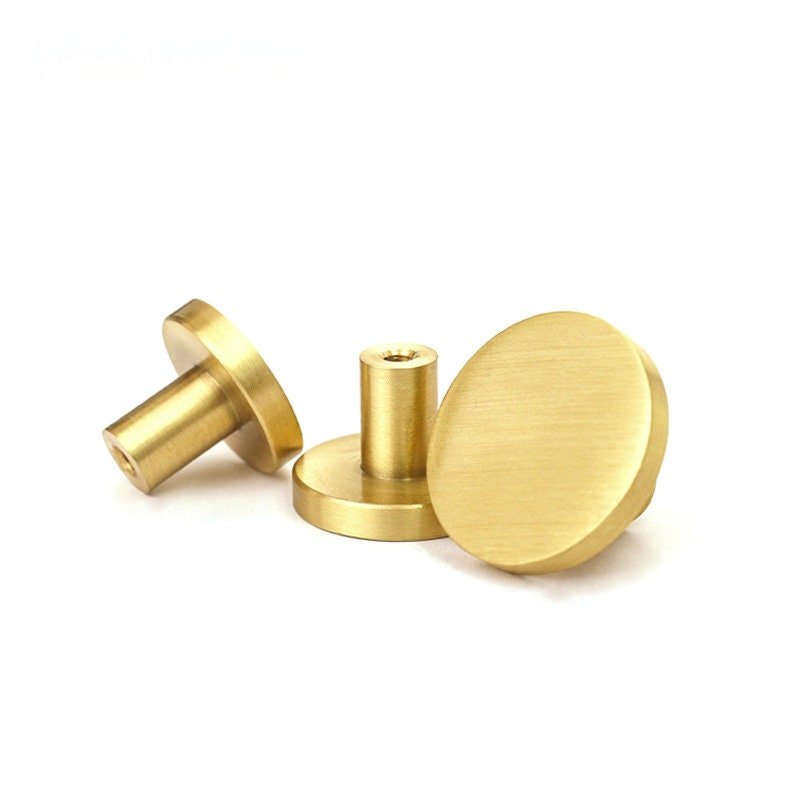 Classic round gold brass drawer knob/gold button drawer handle/matte gold brass cabinet pull/gold furniture hardware/IKEA hack door handle