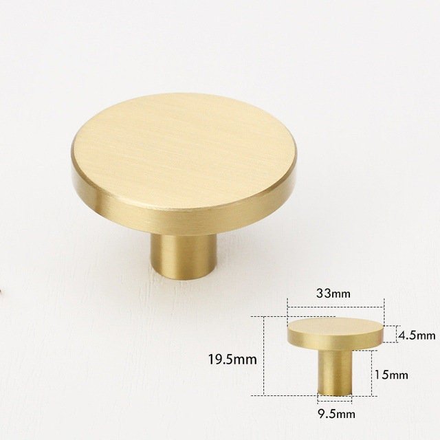 Classic round gold brass drawer knob/gold button drawer handle/matte gold brass cabinet pull/gold furniture hardware/IKEA hack door handle