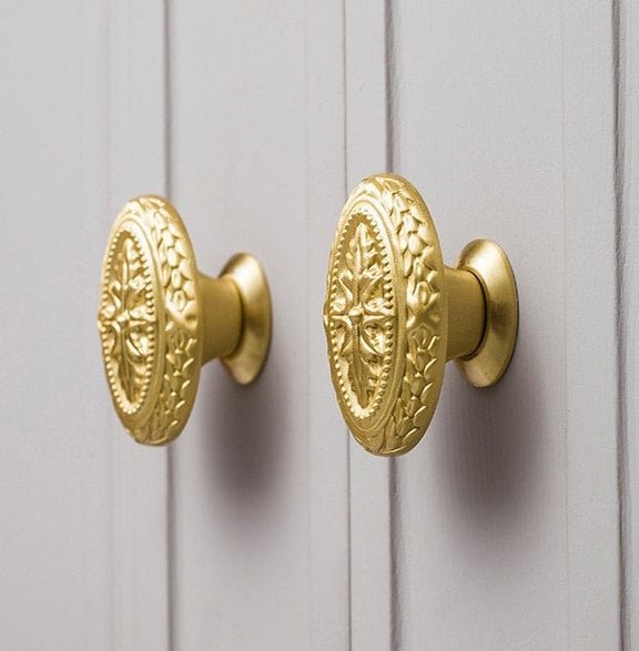 Antique Baroque style drawer knob/Brass oval cabinet pull/gold or silver Regency style door handle/gold Furniture hardware/rocco drawer pull