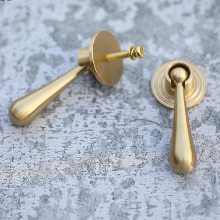 Large gold brass drop drawer pull/Brass drop cabinet handle/classic style drop door knob/gold furniture hardware/dressing table handle
