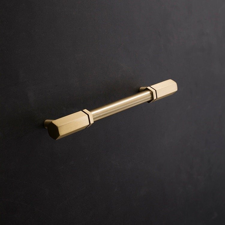 Industrial chic drawer handle/Brass hexagonal cabinet handle/Geometric man cave hardware/Hexagonal brass bar handle/gold furniture hardware