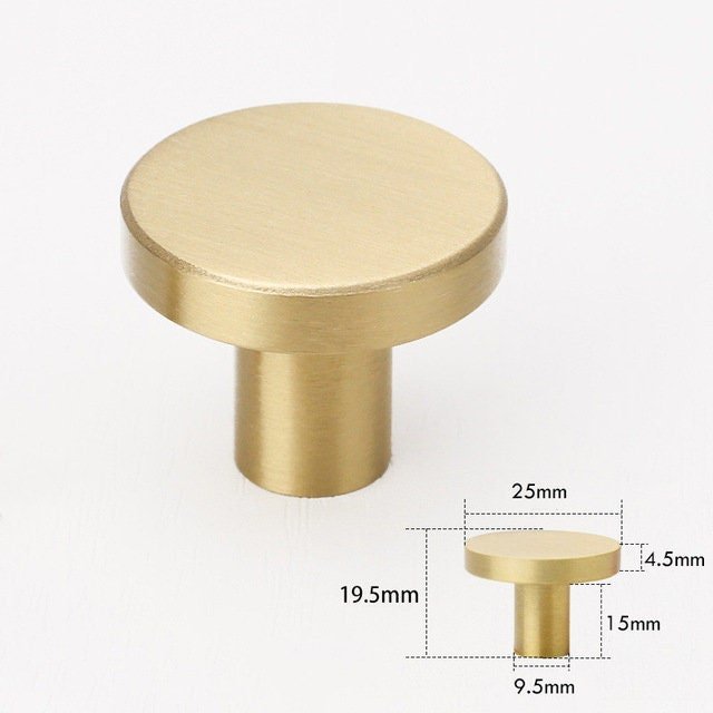 Classic round gold brass drawer knob/gold button drawer handle/matte gold brass cabinet pull/gold furniture hardware/IKEA hack door handle