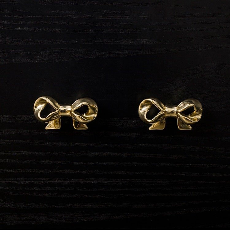 Cute Gold Brass Bow Shaped cabinet pull/gold bow drawer handle/gold furniture hardware/ribbon bow door knob/bedroom furniture hardware