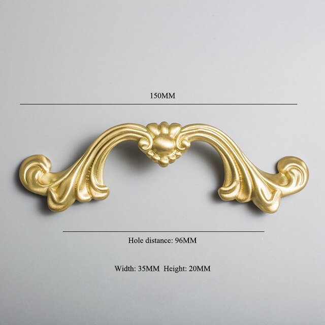 Gold baroque style solid brass cabinet pull/Antique French style drawer handle/brass furniture hardware/Gold Rocco style door handle