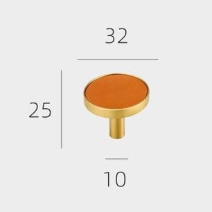Brass and leather drawer pull/retro colour cabinet handle/blue, yellow, orange and green drawer knob/leather door handle/leather hardware