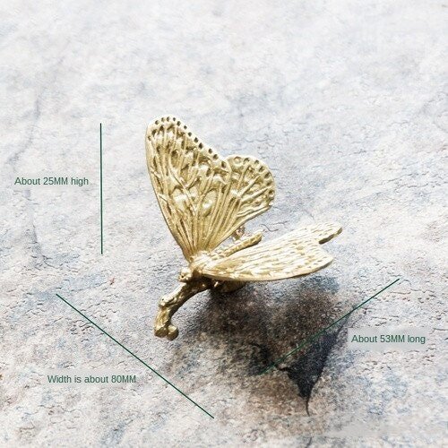 Brass butterfly on a branch cabinet handle/Monarch butterfly cabinet pull/butterfly door handle/gold butterfly knob/Gold furniture hardware