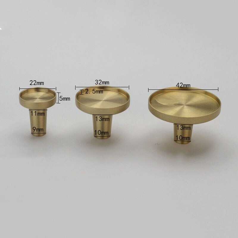 Round craft supply drawer handle for customising in brass or matte black/Black or gold cabinet knobs designed for adding individual inserts