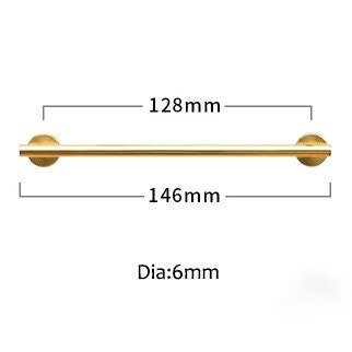 Shiny Gold Brass 6mm thick bar pull handle with round backplates/shiny gold drawer pull/kitchen furniture hardware/retro gold door handle