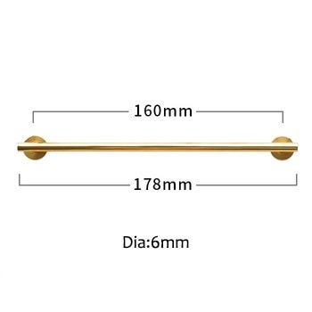 Shiny Gold Brass 6mm thick bar pull handle with round backplates/shiny gold drawer pull/kitchen furniture hardware/retro gold door handle