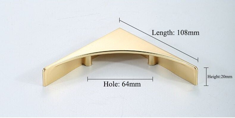 Gold curved triangle cabinet pull/Geometric drawer handle/Flush finish drawer pull/Modern furniture hardware/Gold kitchen decor/IKEA hack