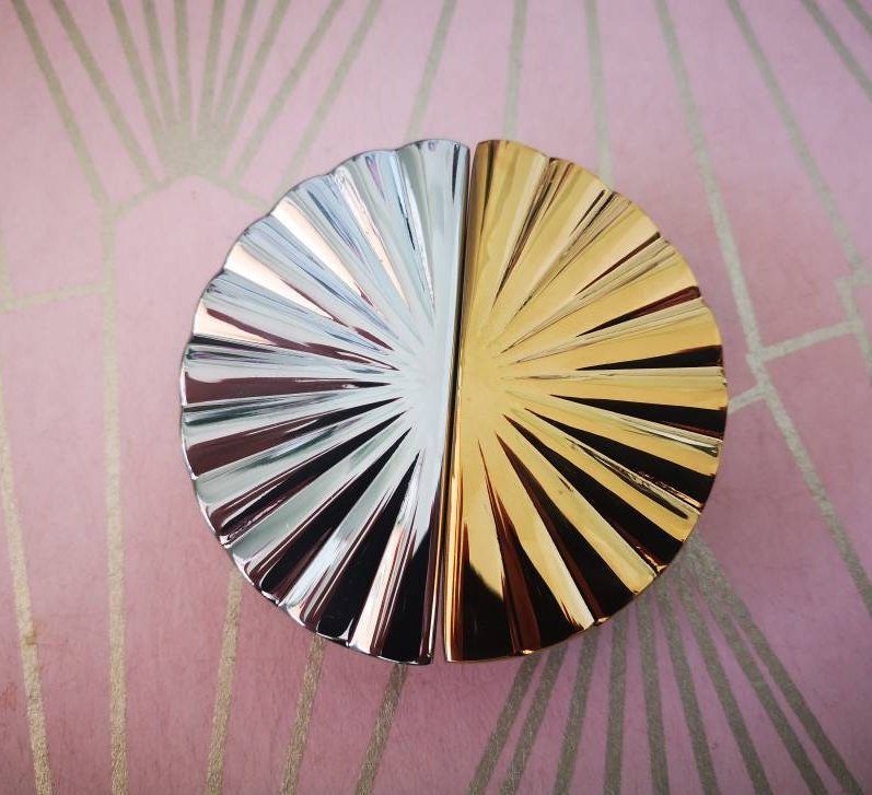 Super Shiny Gold or Silver Sun Ray inspired art deco design Cabinet Pull/semi circle door handle /round drawer knob/ chrome handle/IKEA hack