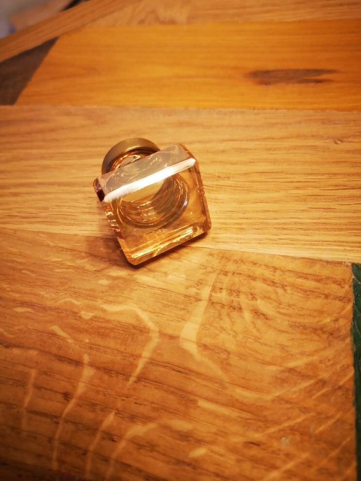 Square cut golden crystal Cabinet Pull/Vintage style crystal drawer handle/Mid century modern crystal drawer knob/Retro style square handle