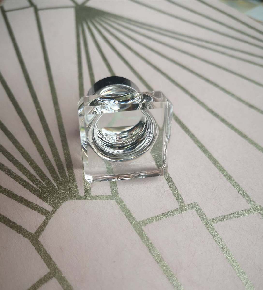 Square cut clear crystal cabinet Pull/Vintage style crystal drawer handle/Mid century modern crystal drawer knob/Retro style square handle