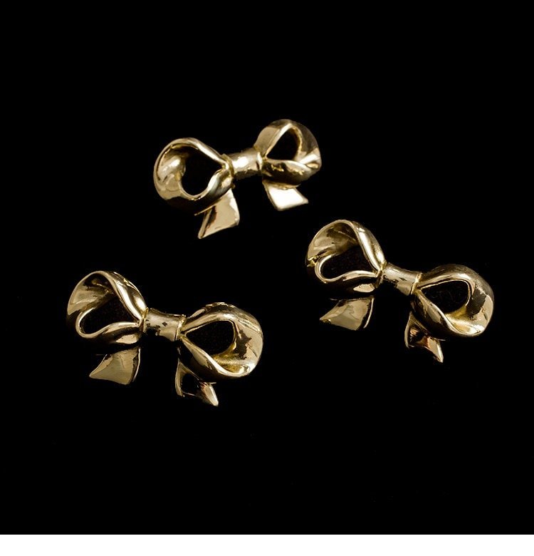 Cute Gold Brass Bow Shaped cabinet pull/gold bow drawer handle/gold furniture hardware/ribbon bow door knob/bedroom furniture hardware