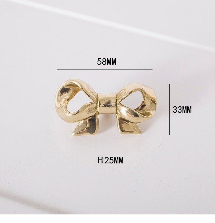 Cute Gold Brass Bow Shaped cabinet pull/gold bow drawer handle/gold furniture hardware/ribbon bow door knob/bedroom furniture hardware