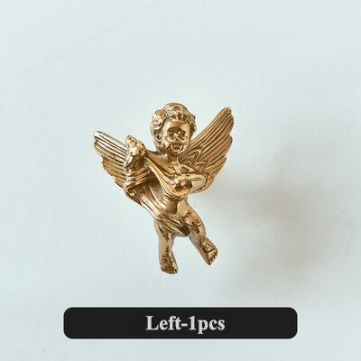 Gold brass cherub door handle/Baby Angel Cabinet Pull/Gold Eros shaped drawer pull/Gold brass angelic themed furniture hardware/Sweet cherub
