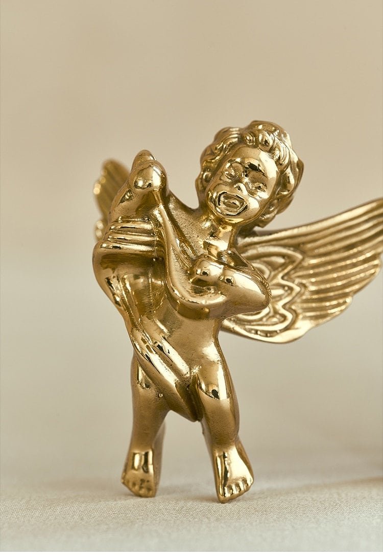 Gold brass cherub door handle/Baby Angel Cabinet Pull/Gold Eros shaped drawer pull/Gold brass angelic themed furniture hardware/Sweet cherub