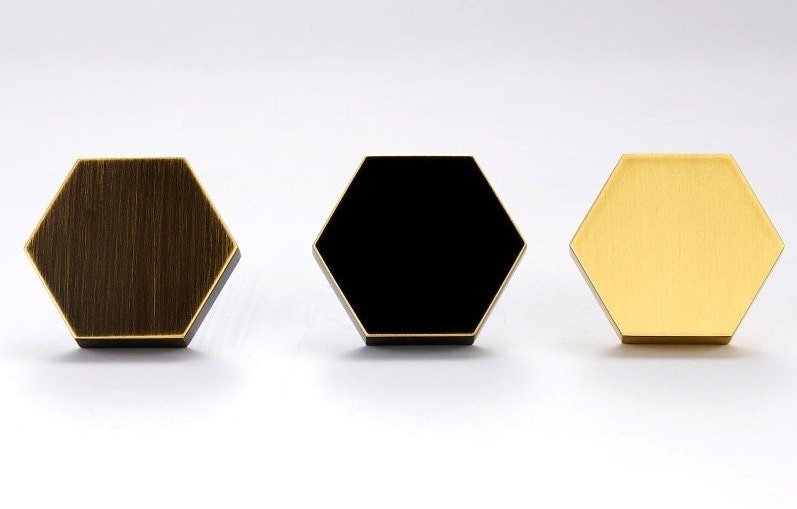 Gold, Black or Bronze Hexagonal drawer handle/Brass geometric cabinet handle/hexagon shaped drawer knob/brass furniture hardware/IKEA hack