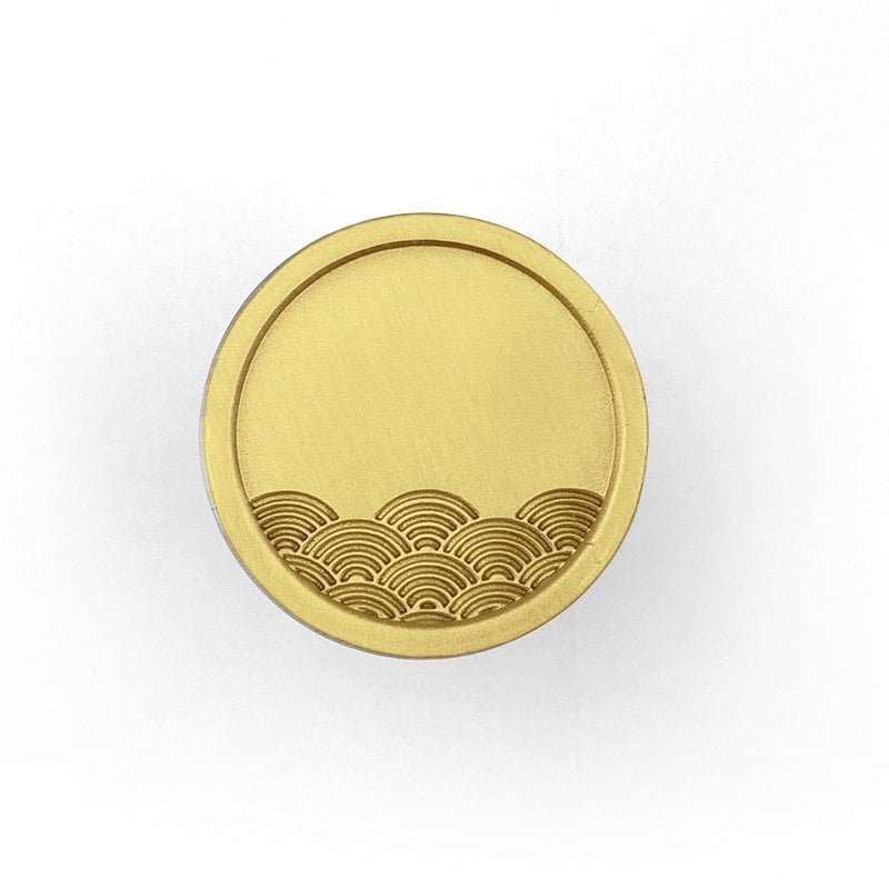 Round brass drawer handle with embossed wave design/Gold circle cabinet pull with wave pattern/Gold Brass Door Knob/Brass furniture hardware